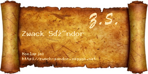 Zwack Sándor névjegykártya